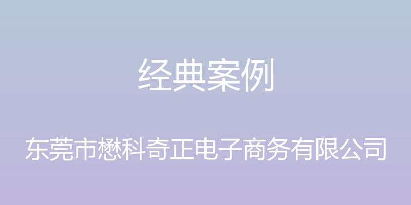 经典案例 - 东莞市懋科奇正电子商务有限公司