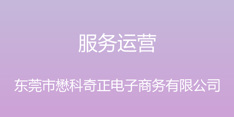 服务运营 - 东莞市懋科奇正电子商务有限公司